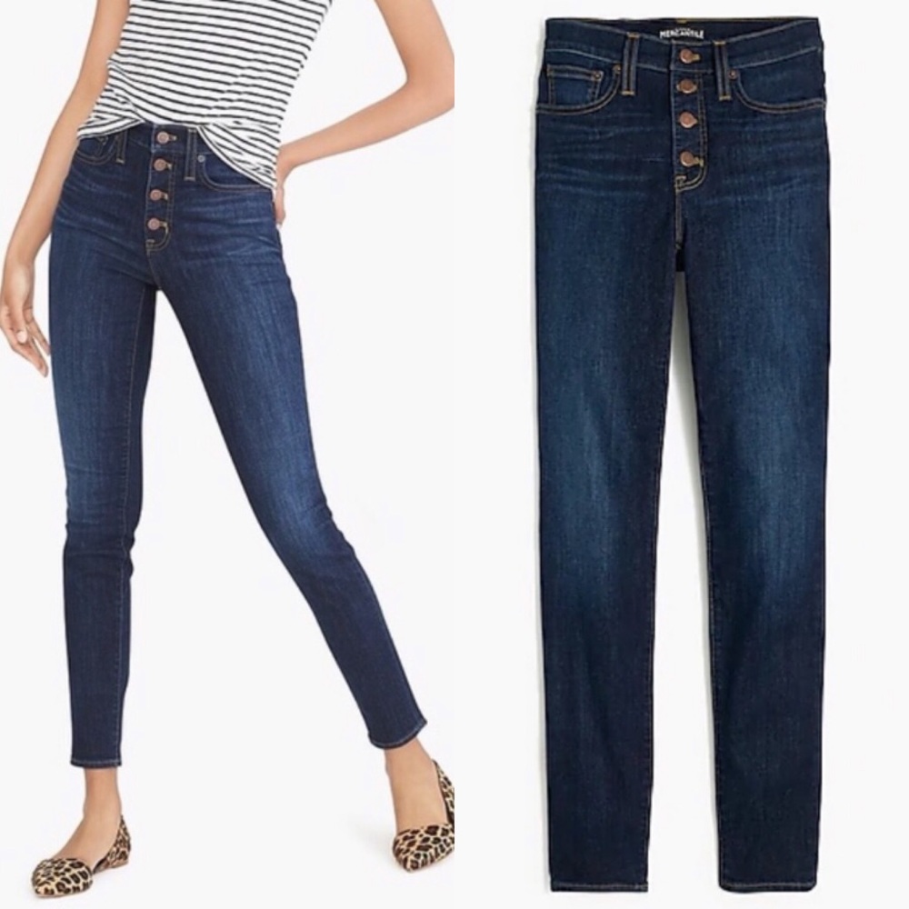J. Crew Lookout High Rise Skinny Button Fly Skinny Jean Size 27 Tall